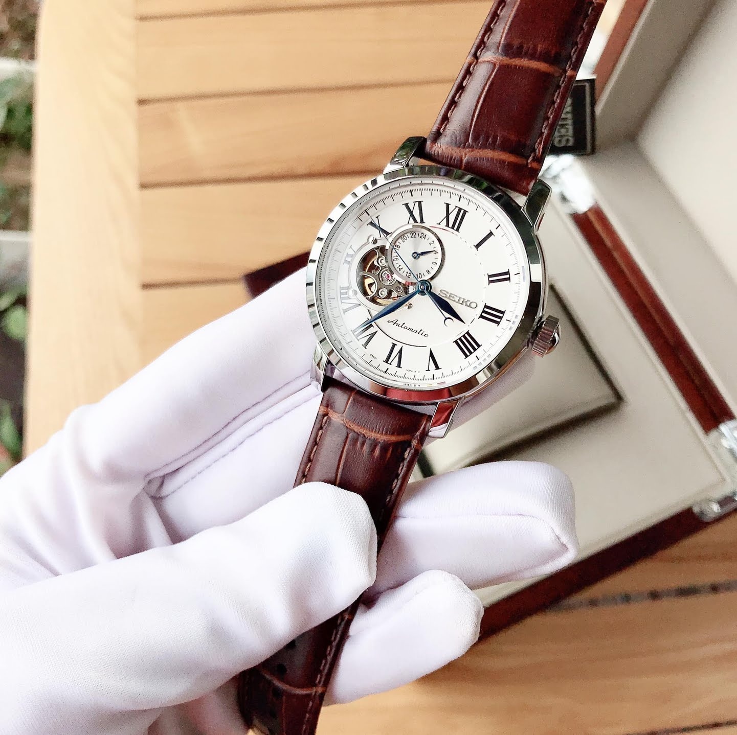 Đồng hồ nam Seiko Automatic Silver Open Heart Dial Men's Watch SSA231 -  Order hàng xách tay Mỹ uy tín