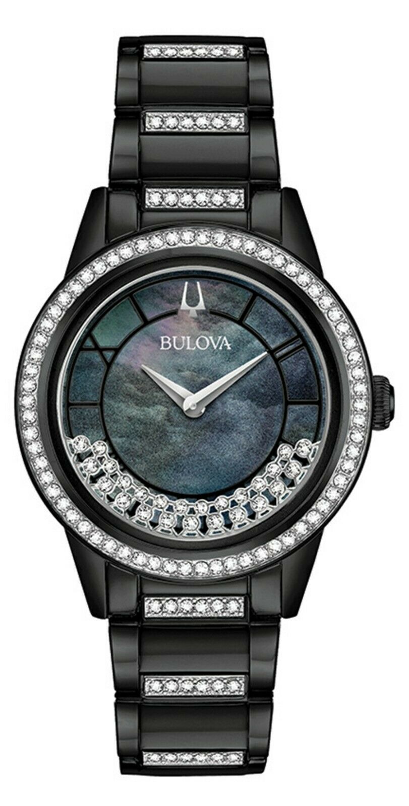 Đồng hồ Nữ Bulova Women's Quartz Crystal Accents Black Bracelet 33mm Watch 98L252
