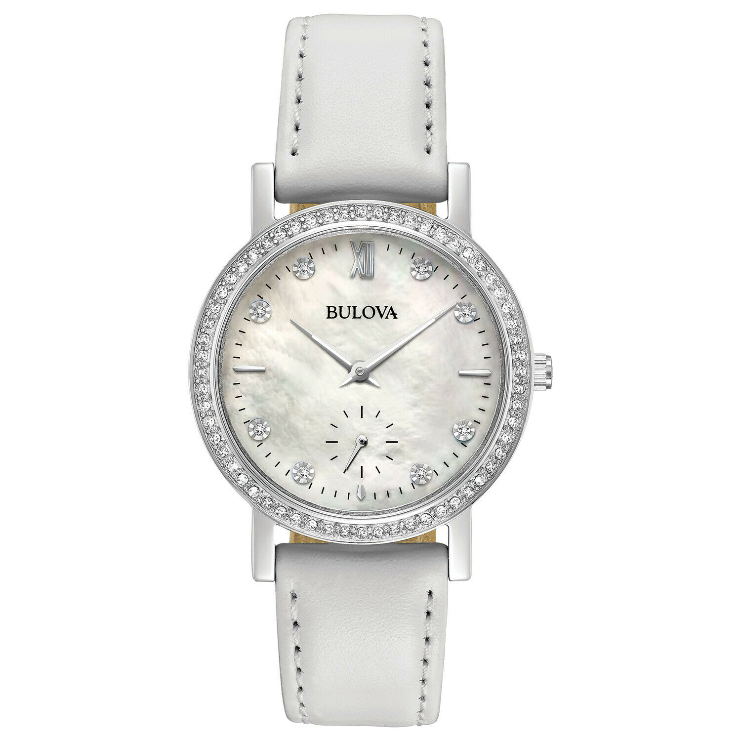 Đồng hồ Nữ Bulova Women's Quartz Swarovski Crystal White Mother of Pearl 32mm Watch 96L245