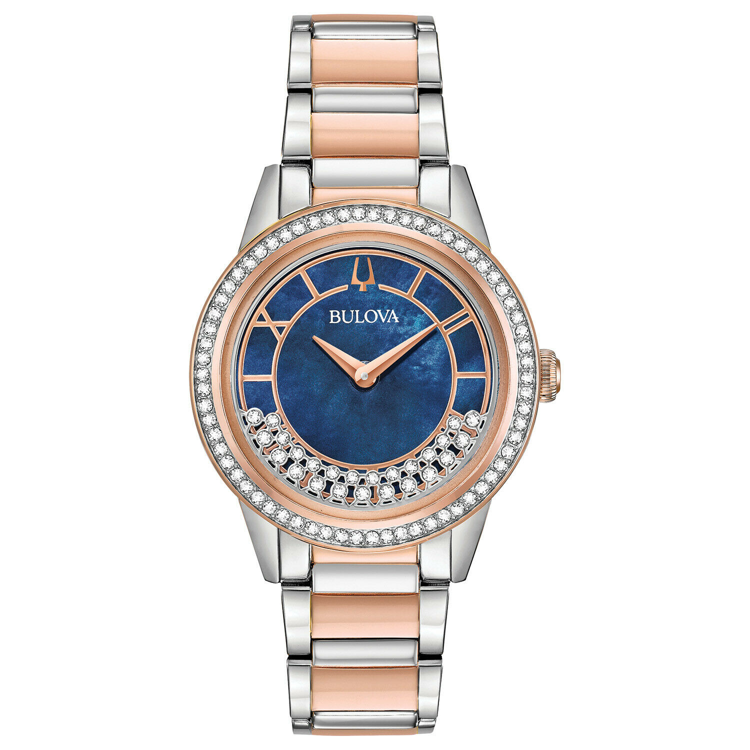 Đồng hồ Nữ Bulova Women's TurnStyle Swarvoski Crystals Rose Gold Tone 32.5mm Watch 98L261