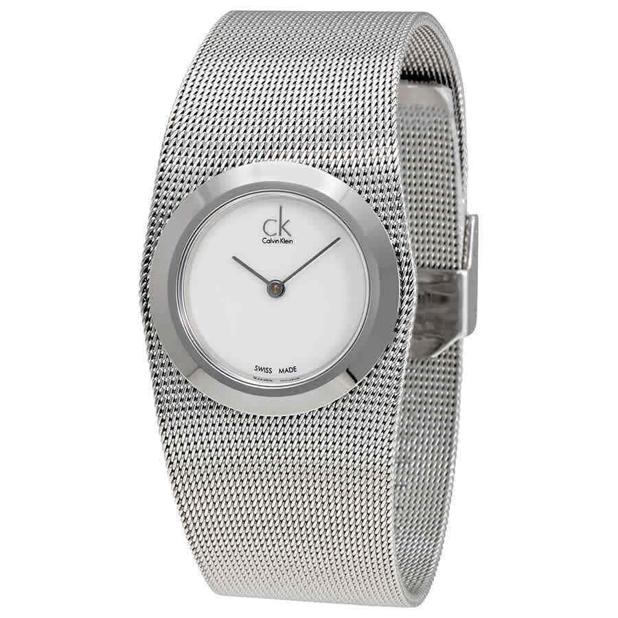 Đồng hồ Nữ Calvin Klein Impulsive White Dial Steel Mesh Ladies Watch K3T23126