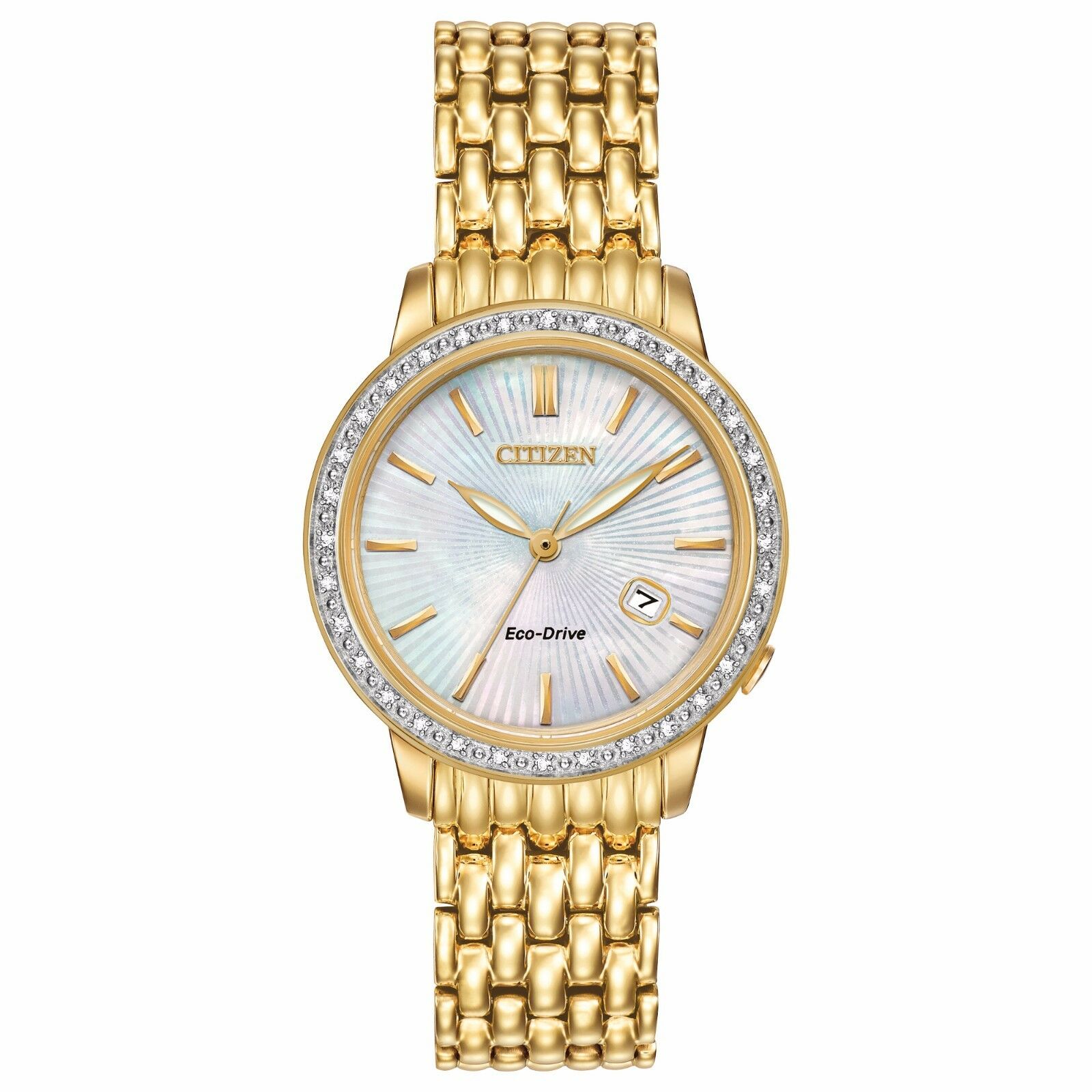 Đồng hồ Nữ Citizen Eco-Drive Women's Diamond Accents Gold-Tone 29mm Watch EW2282-52D