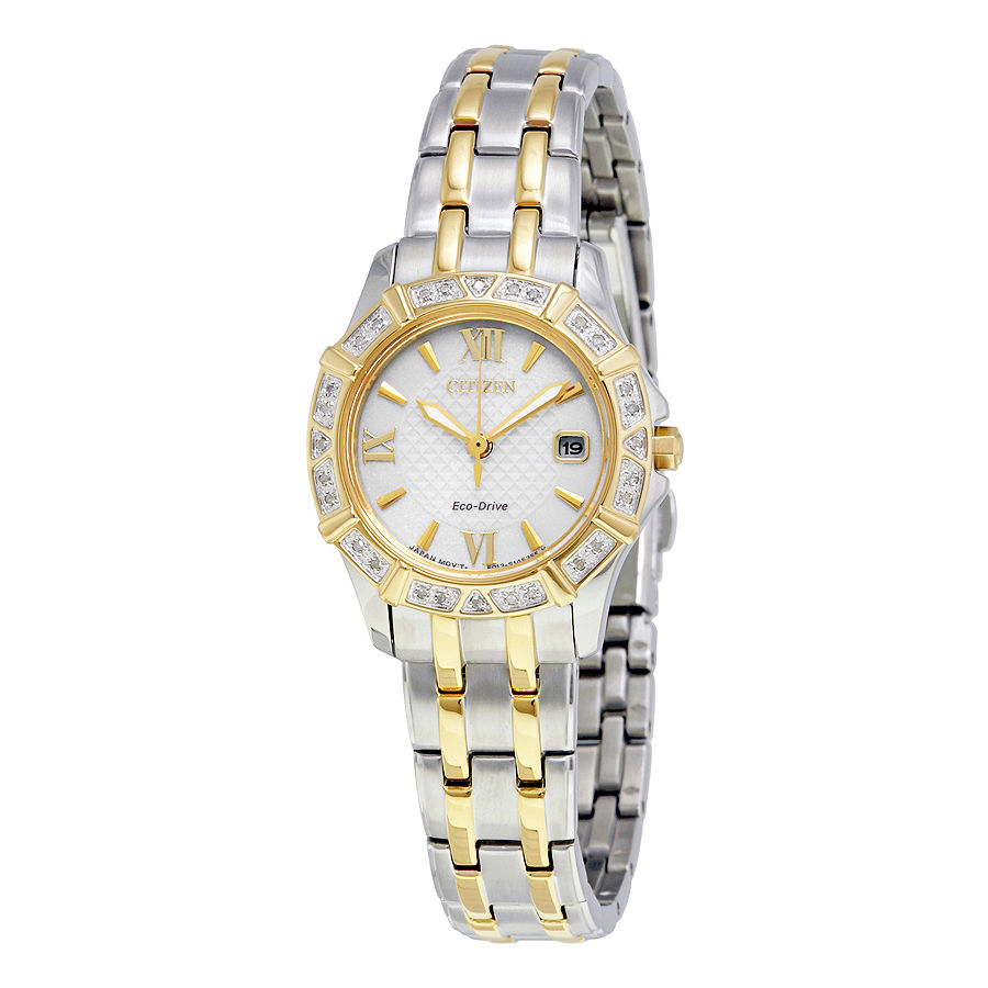 Đồng hồ Nữ Citizen Eco-Drive Women's Diamond Accents Two Tone 26mm Watch EW2364-50A