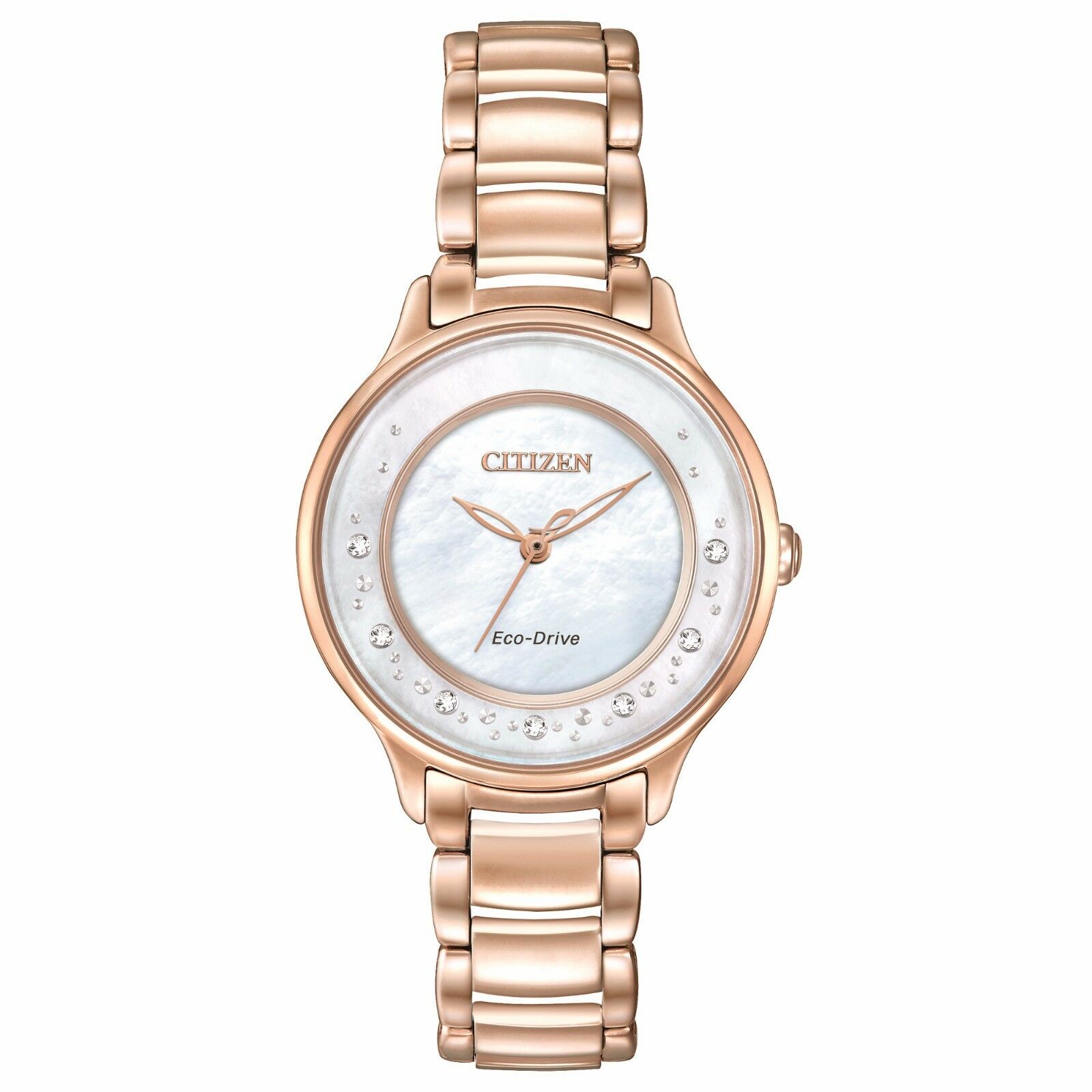 Đồng hồ Nữ Citizen Eco-Drive Women's Diamond Markers Rose Gold Tone 30mm Watch EM0382-86D