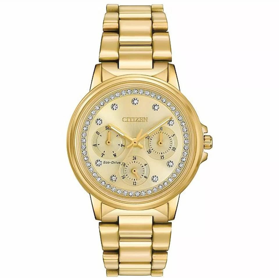 Đồng hồ Nữ Citizen FD2042-51P Women's Silhouette Crystal Champagne Eco-Drive Watch