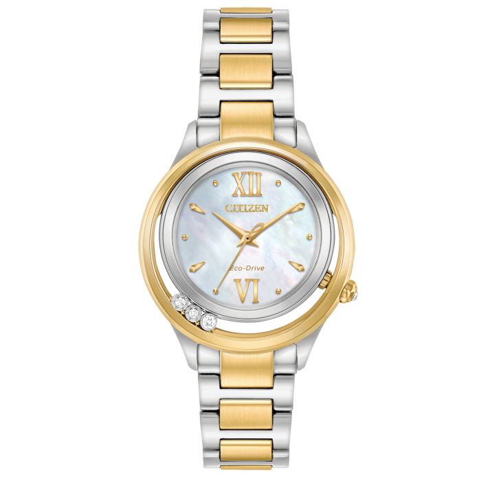 Đồng hồ Nữ Citizen Sunrise Two Tone Stainless Steel Mother Women's Watch EM0514-52D
