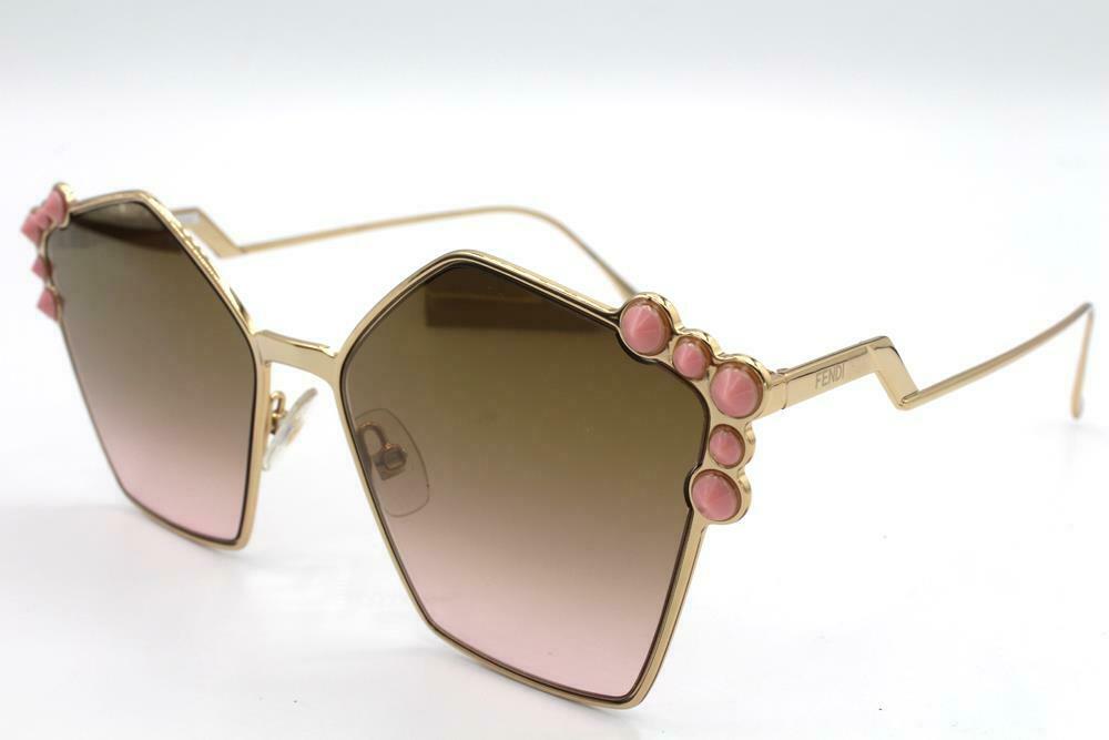 Fendi FF 0261/S 0261 Sunglasses Gold 00053 Authentic 57mm
