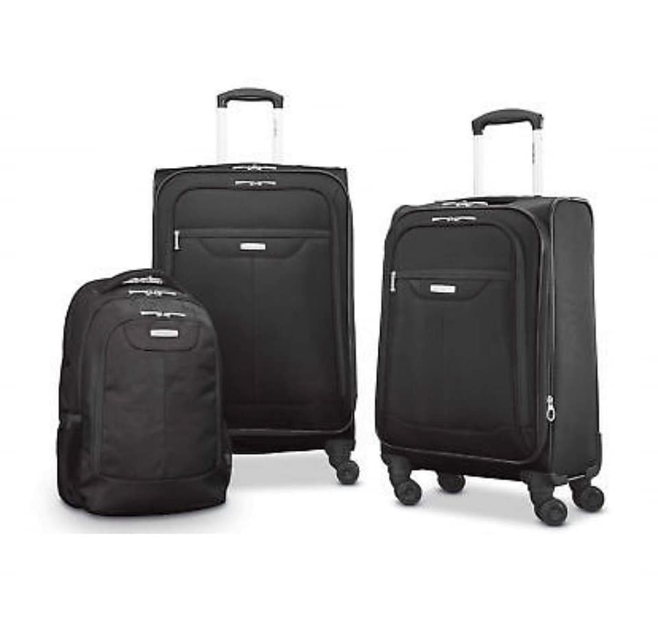 Vali Samsonite Tenacity 3 Piece Luggage Set - Black 25", 21", Backpack